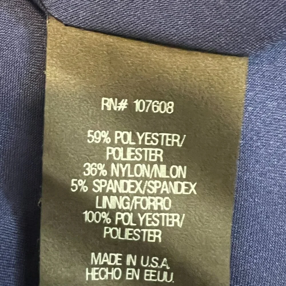 Leslie Fay Blue Fit & Flare Dress 16 Paisley Hem Sleeveless Party Made in USA - Picture 5 of 10